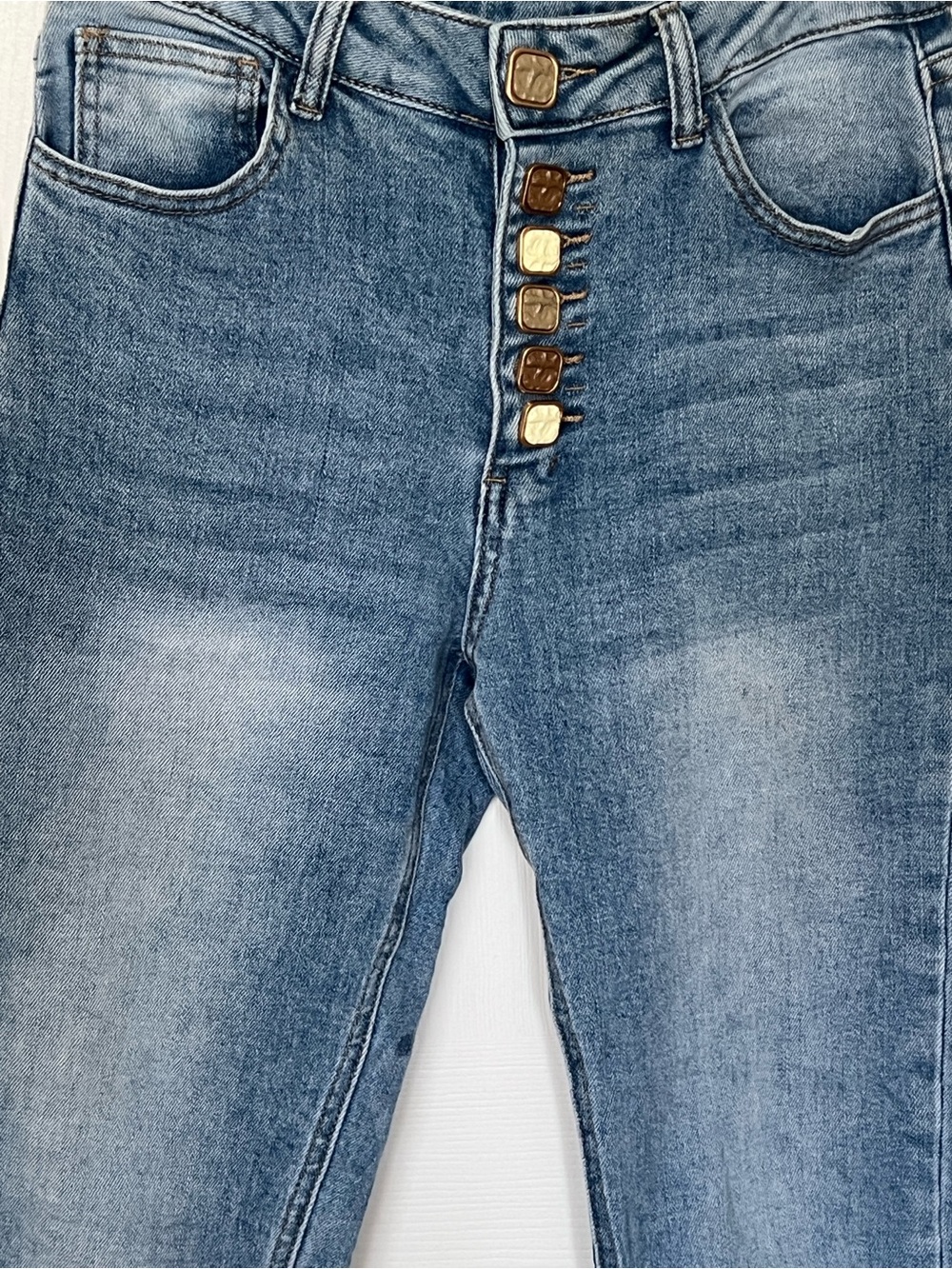 Naiif Italia Light Wash Distressed Blue Stretch Denim Skinny Jeans Sz S - Picture 2 of 15